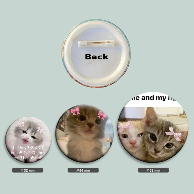 Kawaii Cat Meme Button Pins