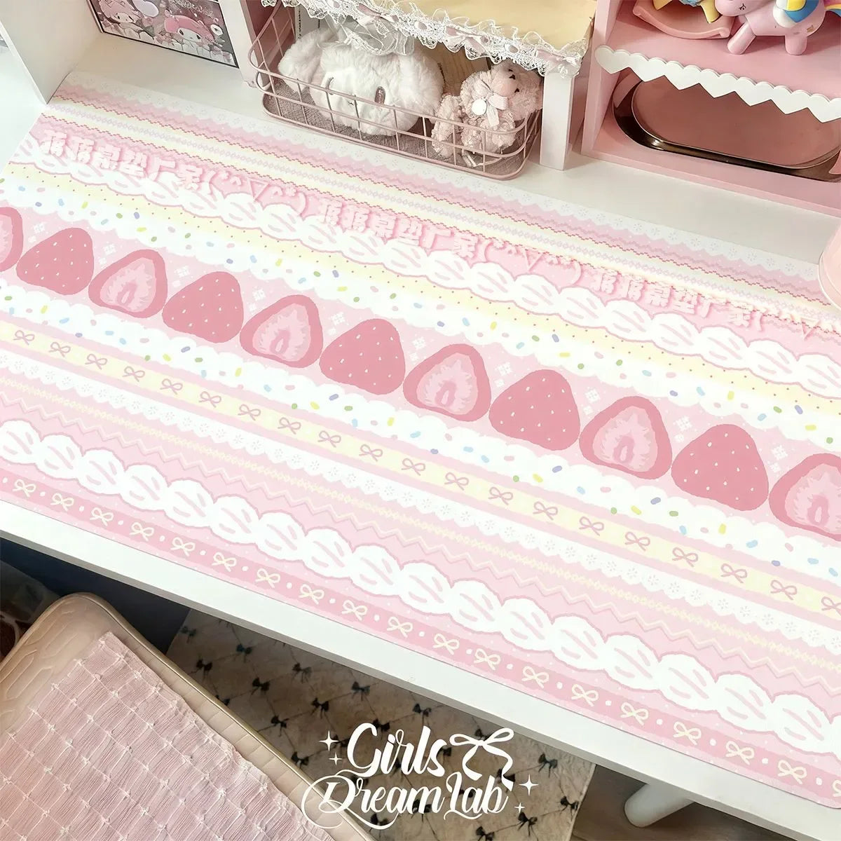 Pink Strawberry Desk Mat