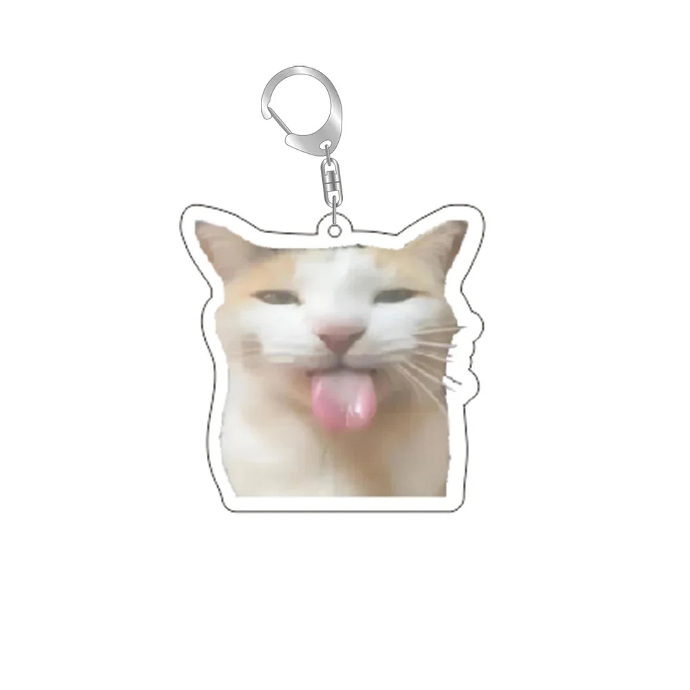 Confused Cat Meme Keychain