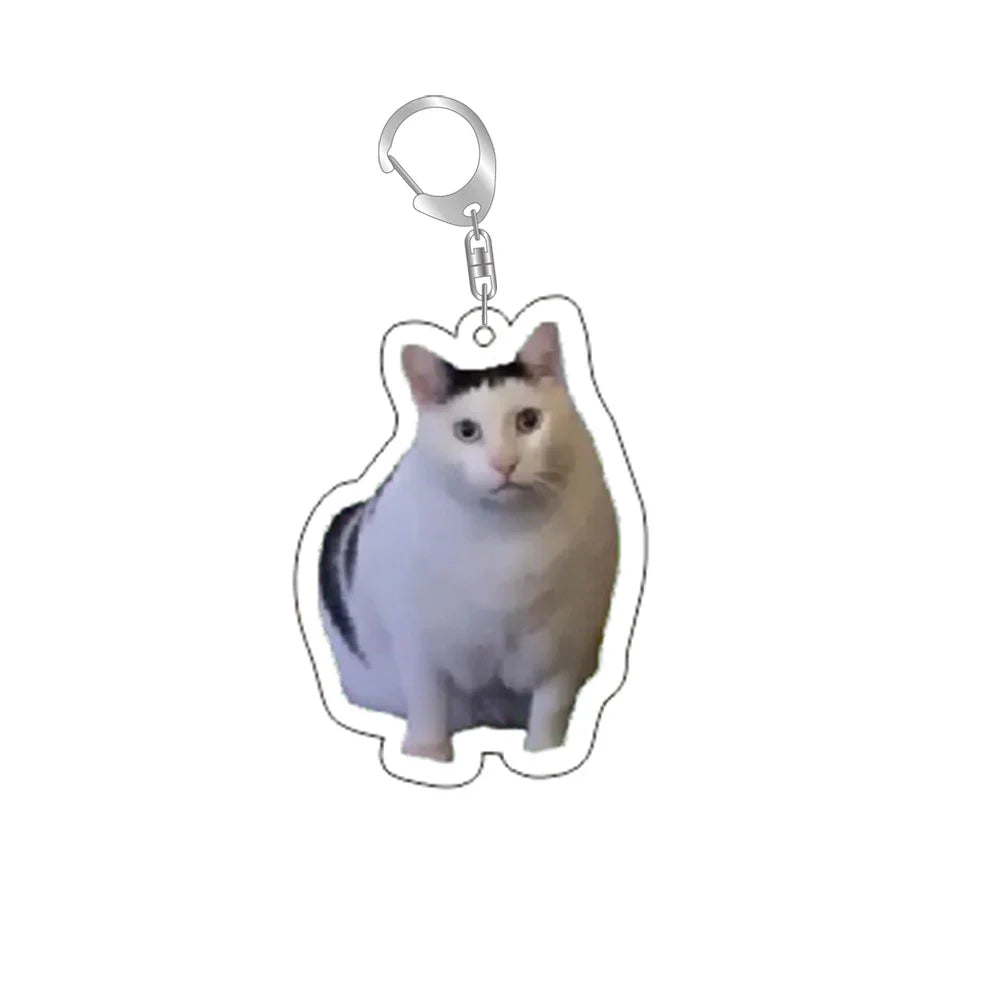 Confused Cat Meme Keychain