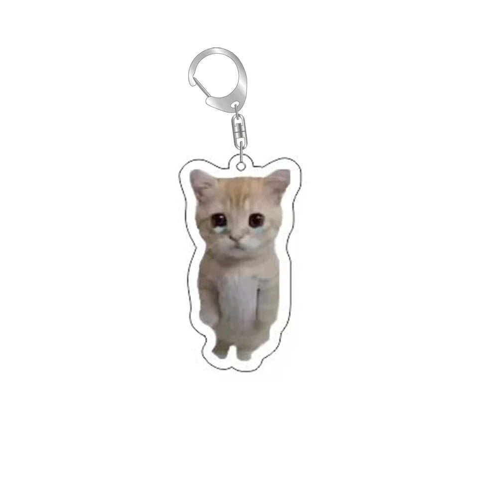 Confused Cat Meme Keychain