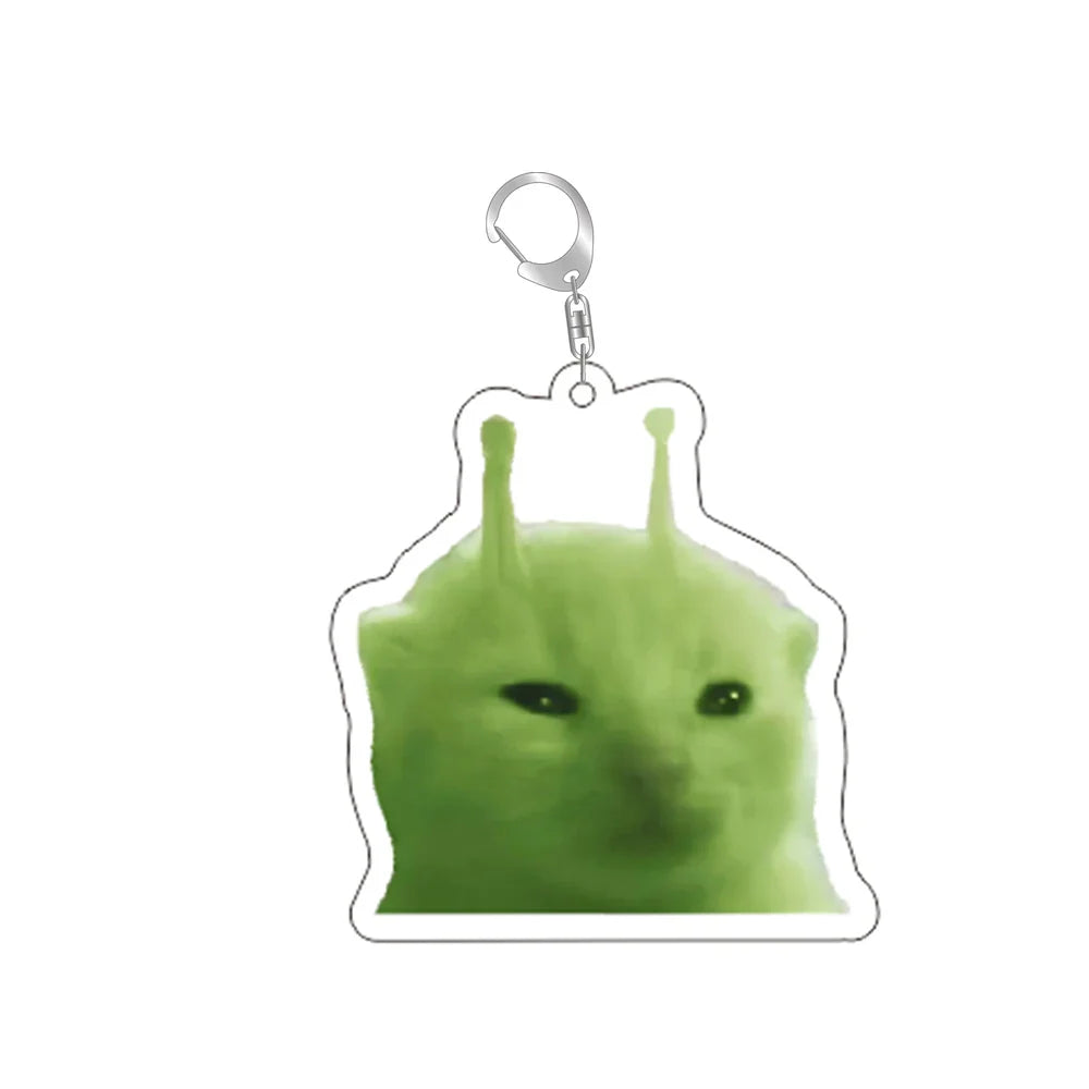 Silly Alien Cat Keychain Fun